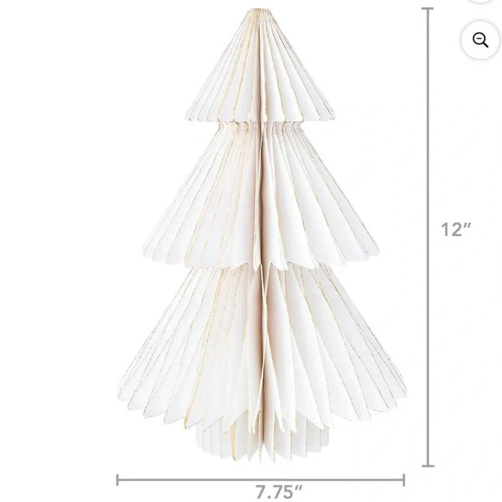 New Set of 3 White Paper Tree Winter Tabletop Decorations, 6